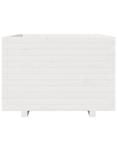 Fioriera da Giardino Bianca 70x70x49,5cm Legno Massello di Pino