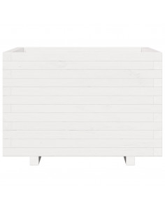 Fioriera da Giardino Bianca 70x70x49,5cm Legno Massello di Pino