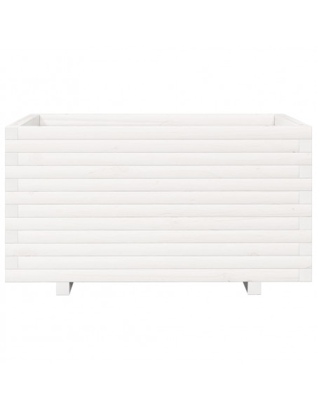Fioriera da Giardino Bianca 90x60x49,5cm Legno Massello di Pino