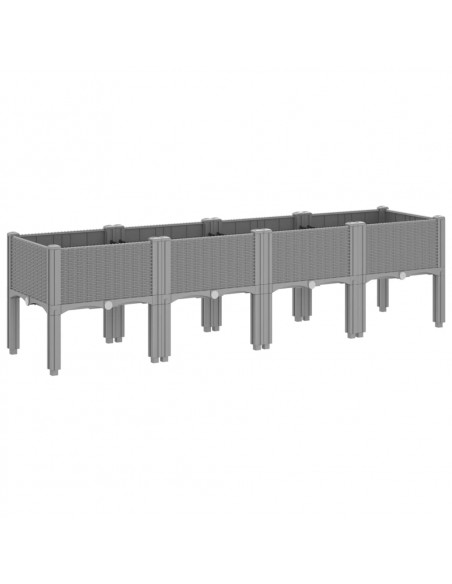 Fioriera da Giardino con Gambe Grigio Chiaro 160x40x42 cm in PP