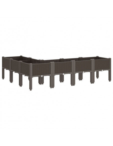 Fioriera da Giardino con Gambe Marrone 160x120x42 cm in PP