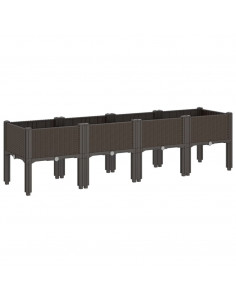 Fioriera da Giardino con Gambe Marrone 160x40x42 cm in PP