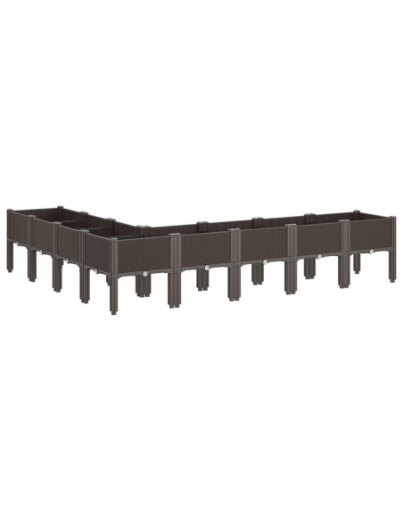 Fioriera da Giardino con Gambe Marrone 200x160x42 cm in PP