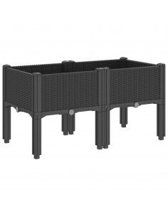 Fioriera da Giardino con Gambe Nera 80x40x42 cm in PP