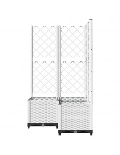 Fioriera da Giardino con Graticcio Bianco 80x80x136 cm PP