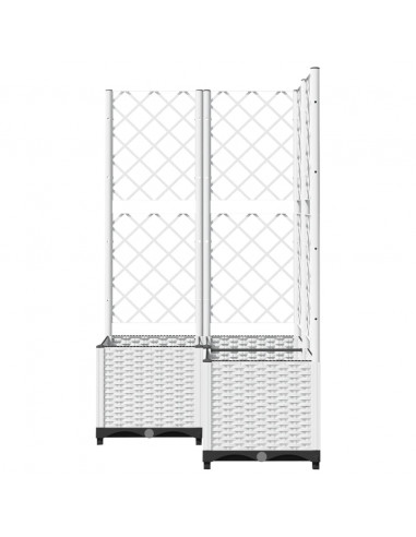 Fioriera da Giardino con Graticcio Bianco 80x80x136 cm PP