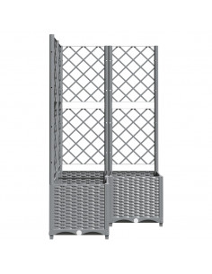 Fioriera da Giardino con Graticcio Grigio Chiaro 80x80x136cm PP