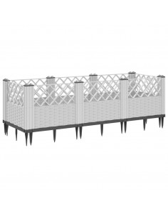 Fioriera da Giardino con Picchetti Bianca 123,5x43,5x43,5 cm PP