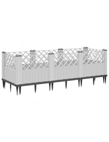 Fioriera da Giardino con Picchetti Bianca 123,5x43,5x43,5 cm PP
