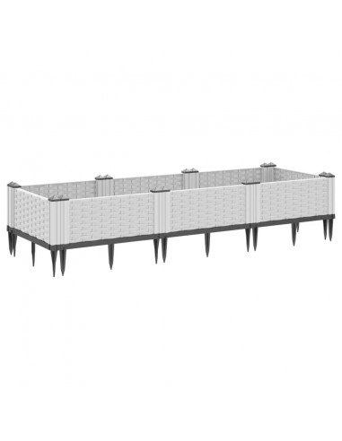 Fioriera da Giardino con Picchetti Bianca 125x40x28,5 cm PP
