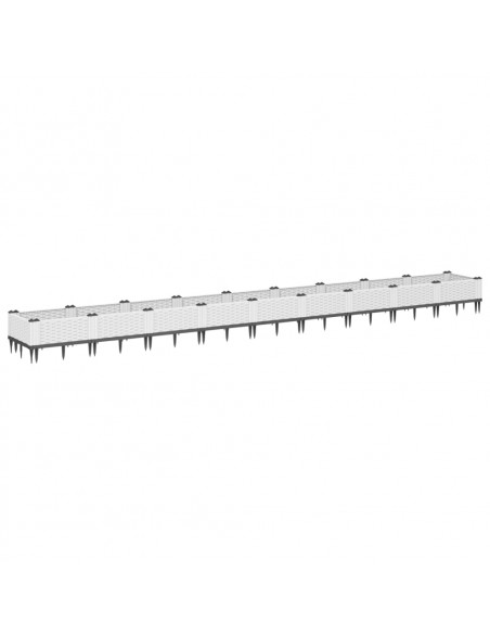Fioriera da Giardino con Picchetti Bianca 362,5x42,5x28,5 cm PP