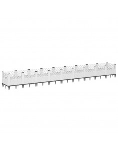 Fioriera da Giardino con Picchetti Bianca 363,5x43,5x43,5 cm PP