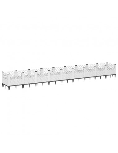 Fioriera da Giardino con Picchetti Bianca 363,5x43,5x43,5 cm PP