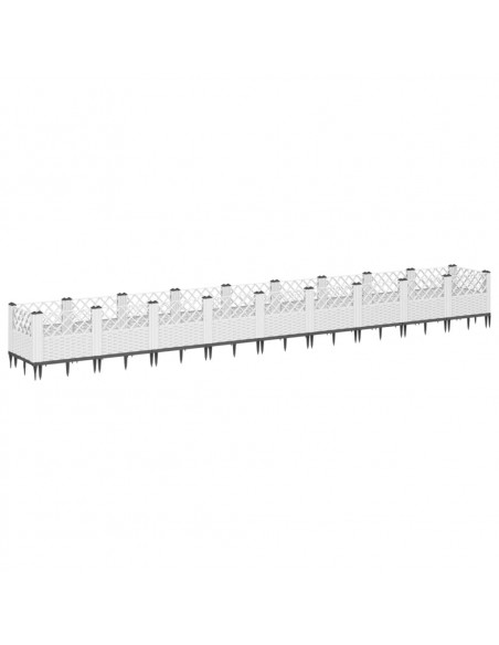Fioriera da Giardino con Picchetti Bianca 363,5x43,5x43,5 cm PP