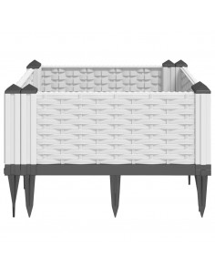 Fioriera da Giardino con Picchetti Bianca 42,5x42,5x28,5 cm PP