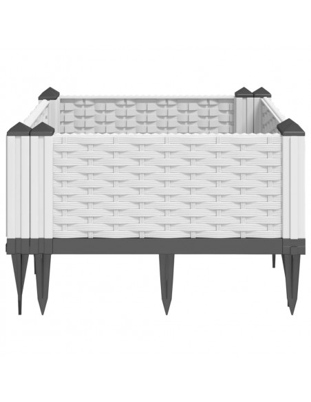 Fioriera da Giardino con Picchetti Bianca 42,5x42,5x28,5 cm PP