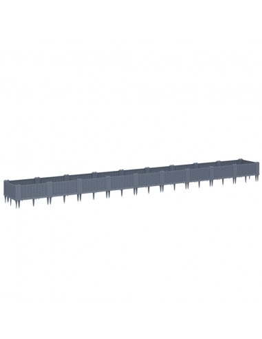 Fioriera da Giardino con Picchetti Grigia 362,5x42,5x28,5 cm PP