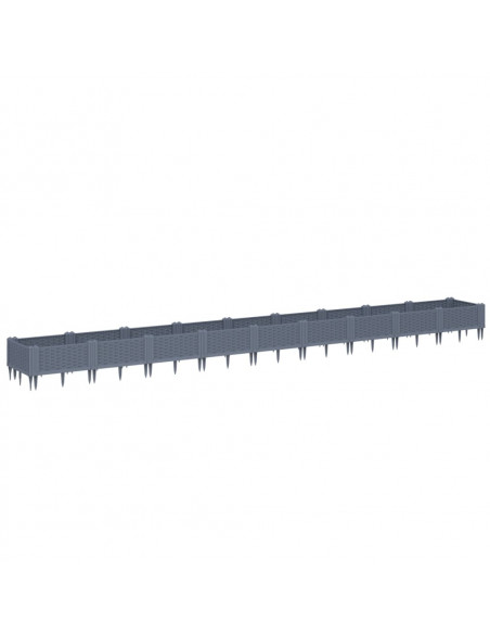 Fioriera da Giardino con Picchetti Grigia 362,5x42,5x28,5 cm PP