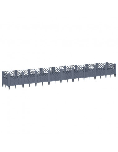 Fioriera da Giardino con Picchetti Grigia 363,5x43,5x43,5 cm PP