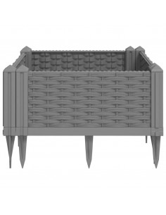 Fioriera da Giardino con Picchetti Grigia 42,5x42,5x28,5 cm PP