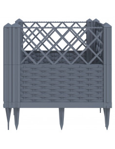 Fioriera da Giardino con Picchetti Grigio 43,5x43,5x43,5 cm PP