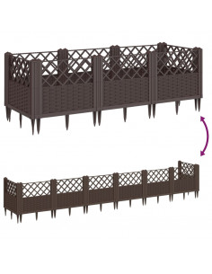 Fioriera da Giardino con Picchetti Marrone 123,5x43,5x43,5cm PP