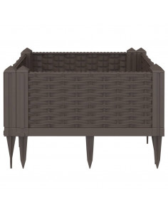 Fioriera da Giardino con Picchetti Marrone 42,5x42,5x28,5 cm PP