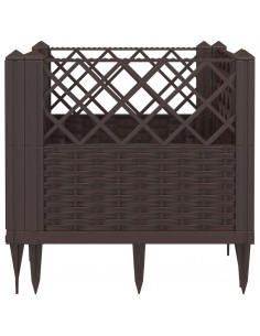 Fioriera da Giardino con Picchetti Marrone 43,5x43,5x43,5 cm PP