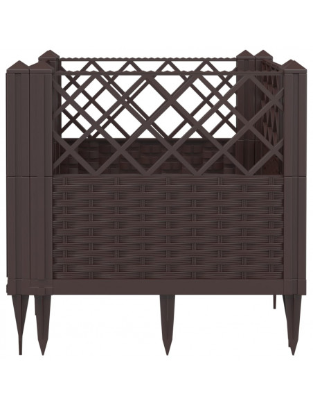 Fioriera da Giardino con Picchetti Marrone 43,5x43,5x43,5 cm PP