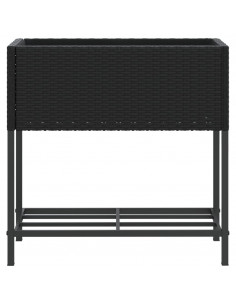 Fioriera da Giardino con Ripiano Nera in Polyrattan