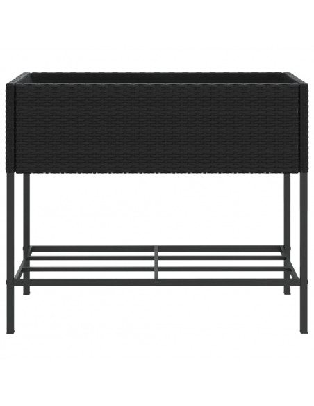 Fioriera da Giardino con Ripiano Nera in Polyrattan