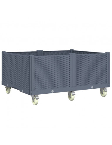Fioriera da Giardino con Ruote Grigio Blu 100x80x54 cm in PP