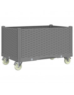 Fioriera da Giardino con Ruote Grigio Chiaro 80x50x54 cm in PP