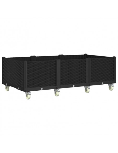 Fioriera da Giardino con Ruote Nera 150x80x54 cm in PP