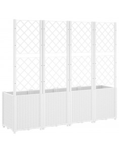 Fioriera da Giardino con Traliccio Bianco 160x40x140 cm in PP
