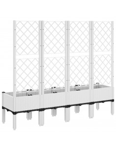 Fioriera da Giardino con Traliccio Bianco 160x40x142 cm in PP