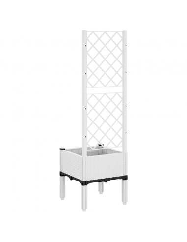 Fioriera da Giardino con Traliccio Bianco 40x40x142 cm in PP