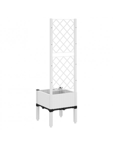 Fioriera da Giardino con Traliccio Bianco 40x40x142 cm in PP