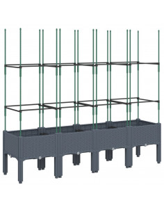 Fioriera da Giardino con Traliccio Grigia 160x40x142,5 cm in PP