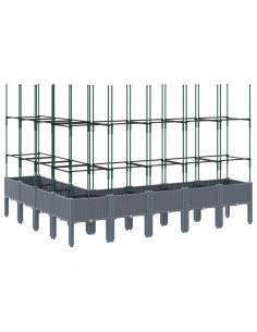 Fioriera da Giardino con Traliccio Grigia 200x160x142,5cm in PP