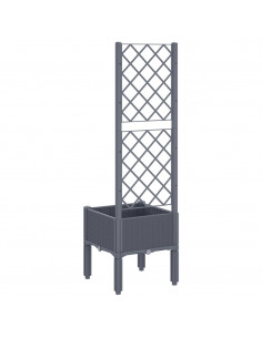 Fioriera da Giardino con Traliccio Grigia 40x40x142 cm in PP