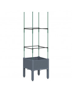 Fioriera da Giardino con Traliccio Grigia 40x40x142,5 cm in PP