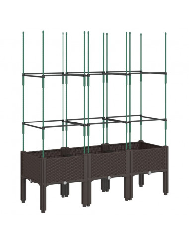 Fioriera da Giardino con Traliccio Marrone 120x40x142,5cm in PP