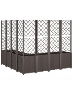 Fioriera da Giardino con Traliccio Marrone 160x160x140 cm in PP