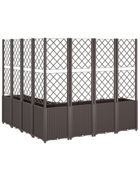 Fioriera da Giardino con Traliccio Marrone 160x160x140 cm in PP