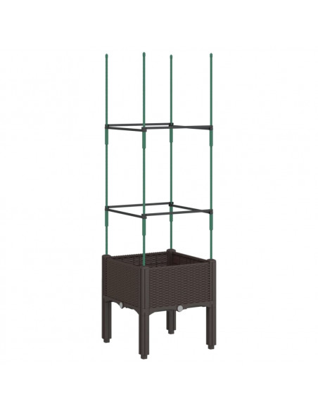 Fioriera da Giardino con Traliccio Marrone 40x40x142,5 cm in PP