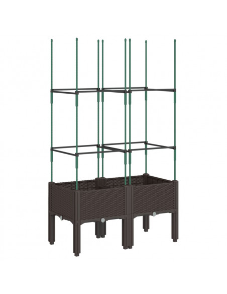 Fioriera da Giardino con Traliccio Marrone 80x40x142,5 cm in PP