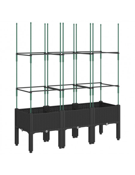 Fioriera da Giardino con Traliccio Nera 120x40x142,5 cm in PP
