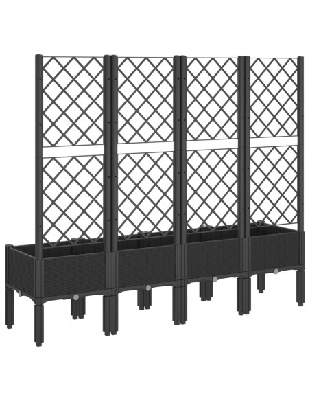 Fioriera da Giardino con Traliccio Nera 160x40x142 cm in PP