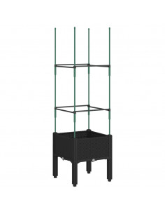 Fioriera da Giardino con Traliccio Nera 40x40x142,5 cm in PP